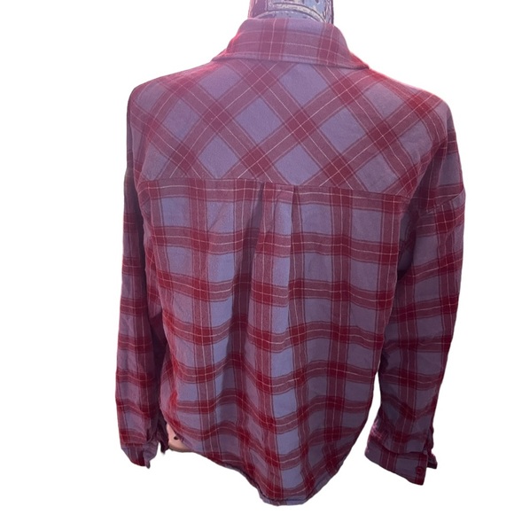 FOREVER 21 purple and red flannel button down collar shirt - Picture 4 of 6